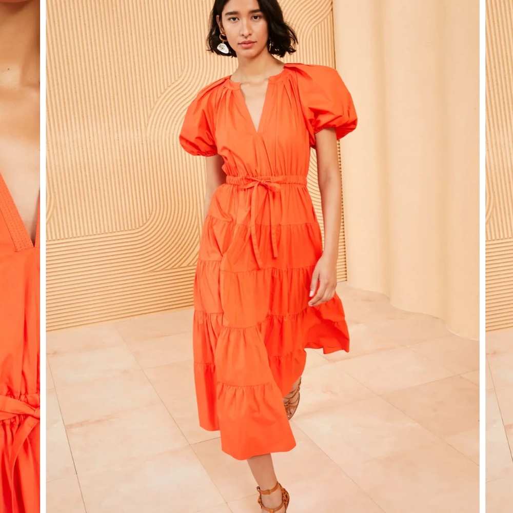 Ulla Johnson Vibrant Orange Midi Dress - image 4
